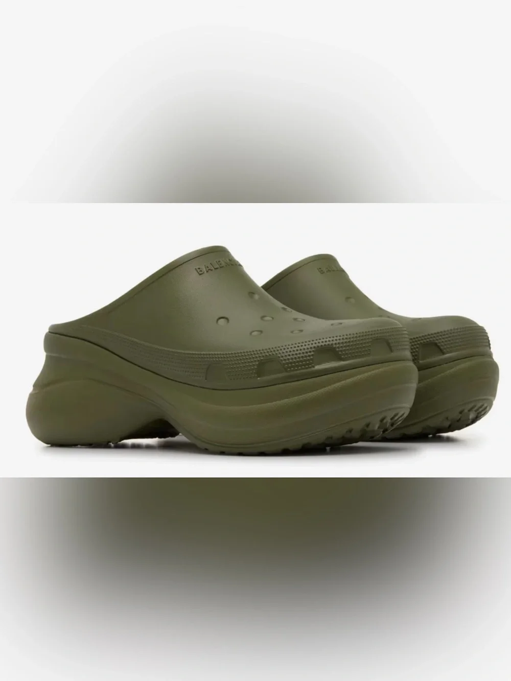 BALENCIAGA x CROCS platform mules Olive Green EU 42 US 9